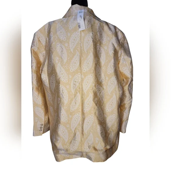 NWT Topshop Women's  Paisley Jacquard Blazer in Gold Size 12 - Picture 4 of 8